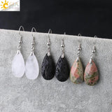 CSJA Water Drop Earrings Beaded Crystal Quartz Healing Stones