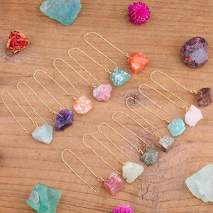 Crystal Women Earrings Raw Gemstone Dangle Earrings Healing Stone Drop Jewelry