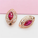 14K Rose Gold Ruby Earrings Marquise Shape Wedding Jewelry