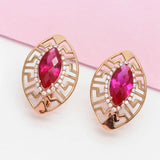 14K Rose Gold Ruby Earrings Marquise Shape Wedding Jewelry