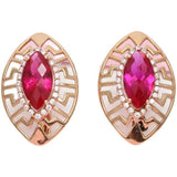 14K Rose Gold Ruby Earrings Marquise Shape Wedding Jewelry