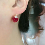 Purple Geometric Square Ruby Earrings 14K Rose Plated