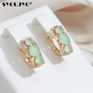 Vintage 585 Rose Emerald Green Zirconia Earring