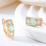 Vintage 585 Rose Emerald Green Zirconia Earring
