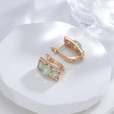 Vintage 585 Rose Emerald Green Zirconia Earring