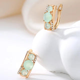 Vintage 585 Rose Emerald Green Zirconia Earring