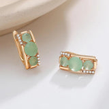 Vintage 585 Rose Emerald Green Zirconia Earring