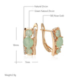 Vintage 585 Rose Emerald Green Zirconia Earring