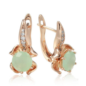 Emerald Green Zircon Drop Earrings 585 Rose Bride Wedding Fine Jewelry