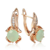 Emerald Green Zircon Drop Earrings 585 Rose Bride Wedding Fine Jewelry