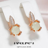 Emerald Green Zircon Drop Earrings 585 Rose Bride Wedding Fine Jewelry