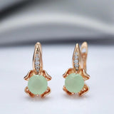 Emerald Green Zircon Drop Earrings 585 Rose Bride Wedding Fine Jewelry