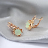 Emerald Green Zircon Drop Earrings 585 Rose Bride Wedding Fine Jewelry