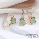 Emerald Green Zircon Drop Earrings 585 Rose Bride Wedding Fine Jewelry