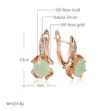 Emerald Green Zircon Drop Earrings 585 Rose Bride Wedding Fine Jewelry