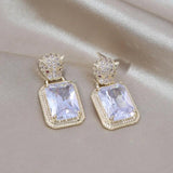 Korea Jewelry Zircon Leopard Crystal Earrings - Women's Work Accessories