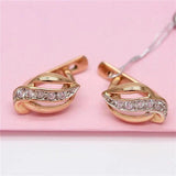 Purple Geometric Earrings Classic Glossy 14K Rose Plated Women's Jewelry