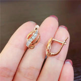 Purple Geometric Earrings Classic Glossy 14K Rose Plated Women's Jewelry
