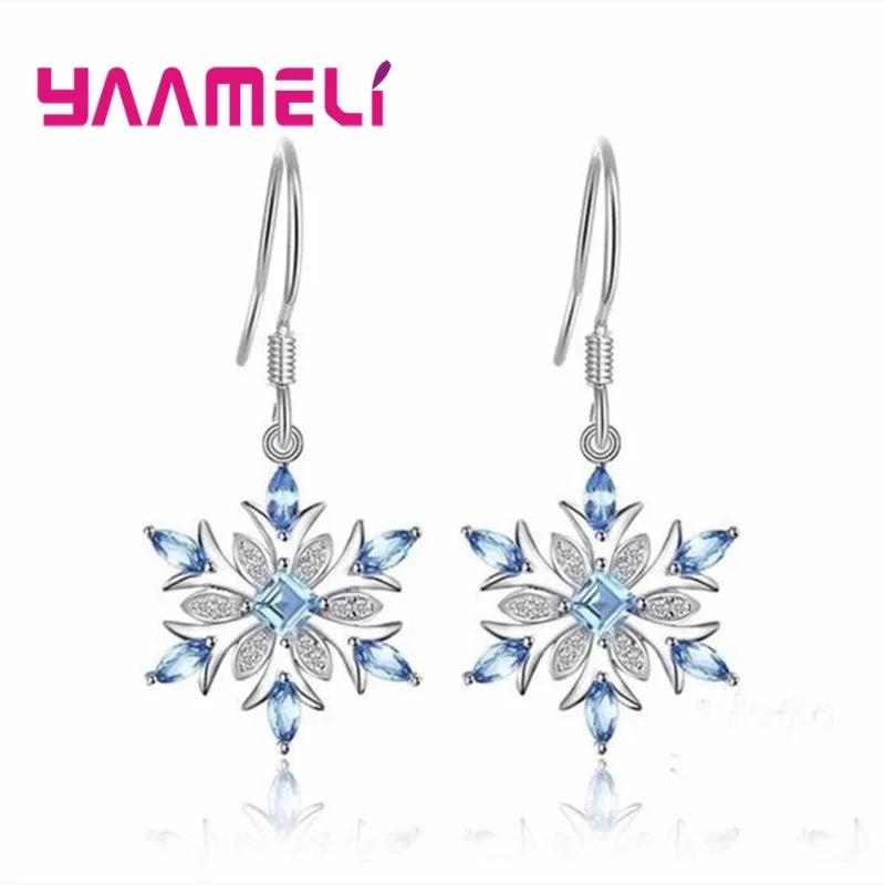 925 Sterling Silver Snowflake Earrings for Women