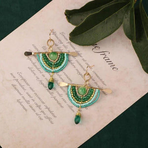 Hand Knit Boho Alloy Beaded Earrings