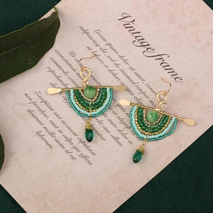 Hand Knit Boho Alloy Beaded Earrings