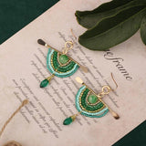 Hand Knit Boho Alloy Beaded Earrings