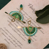 Hand Knit Boho Alloy Beaded Earrings