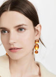 Baroque Geometric Earrings with Amber and Green Gemstones