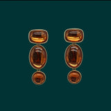 Baroque Geometric Earrings with Amber and Green Gemstones
