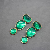 Baroque Geometric Earrings with Amber and Green Gemstones