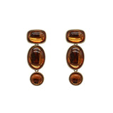Baroque Geometric Earrings with Amber and Green Gemstones
