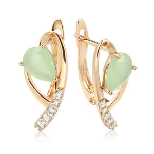 Green Emerald Natural Zircon Rose Earrings 585