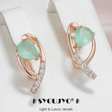 Green Emerald Natural Zircon Rose Earrings 585