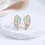 Green Emerald Natural Zircon Rose Earrings 585