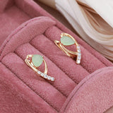 Green Emerald Natural Zircon Rose Earrings 585