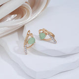 Green Emerald Natural Zircon Rose Earrings 585