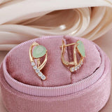 Green Emerald Natural Zircon Rose Earrings 585