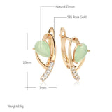 Green Emerald Natural Zircon Rose Earrings 585