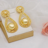 Drop Dangle Earrings Round Bead Women's Party Jewelry Wedding Gift