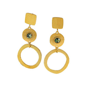 Vintage Irregular Stainless Steel Stone Earrings