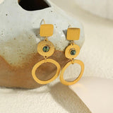 Vintage Irregular Stainless Steel Stone Earrings