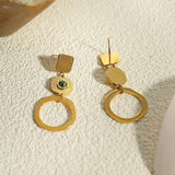 Vintage Irregular Stainless Steel Stone Earrings