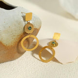 Vintage Irregular Stainless Steel Stone Earrings