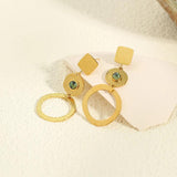 Vintage Irregular Stainless Steel Stone Earrings