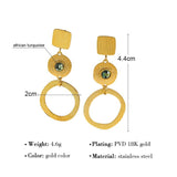Vintage Irregular Stainless Steel Stone Earrings