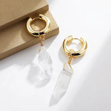 Clear Quartz Drop Earrings Natural Stone Pendant Circle Jewelry