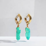 Clear Quartz Drop Earrings Natural Stone Pendant Circle Jewelry