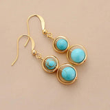 Turquoise Plated Hoop Dangle Earrings Natural Stone Boho Jewelry