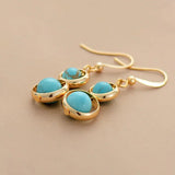 Turquoise Plated Hoop Dangle Earrings Natural Stone Boho Jewelry