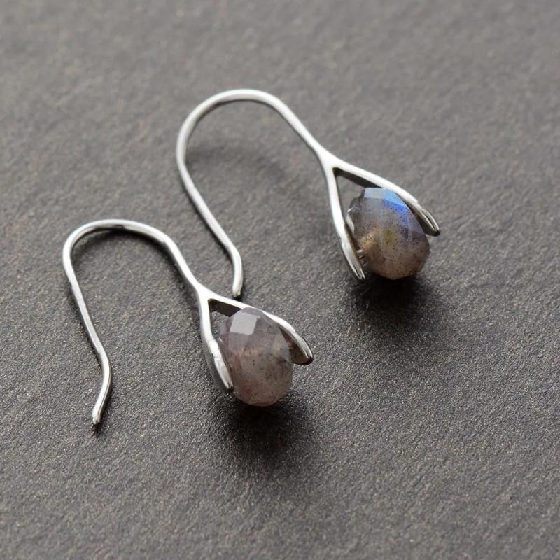 Labrodorite Faceted Gemstone Earrings for Women